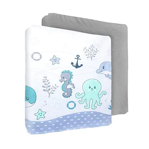 Produktbild: Spannbettlaken für Kinderbetten, 100 % Baumwolle, passend für 120 x 60 cm, 2 Stück