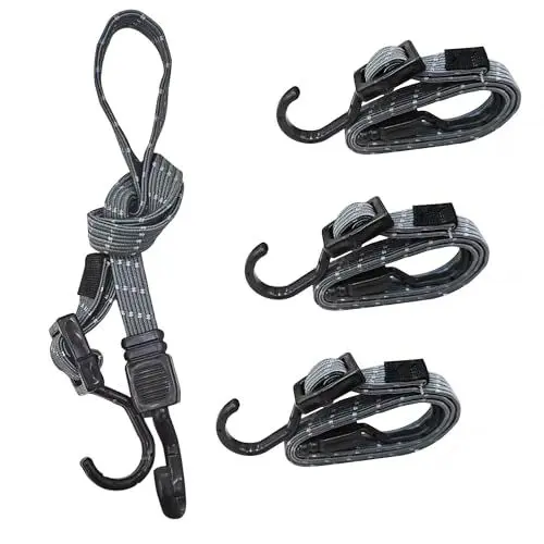 Produktbild: Spanngummi mit Haken,Verstellbar Expander mit Metallhaken 100cm Flach Gepäckspanner Schwarz Gummiseil, Extra Stark Gummispanner Gummibänder(Grau)