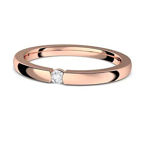 Produktbild: Spannring Rosegold (Silber 925 hochwertig vergoldet) Verlobungsring von AMOONIC mit Zirkonia Stein & LUXUSETUI Rosegold Ring Zirkonia Goldring Heiratsantrag Liebesgeschenk FF584VGRSZIFA58