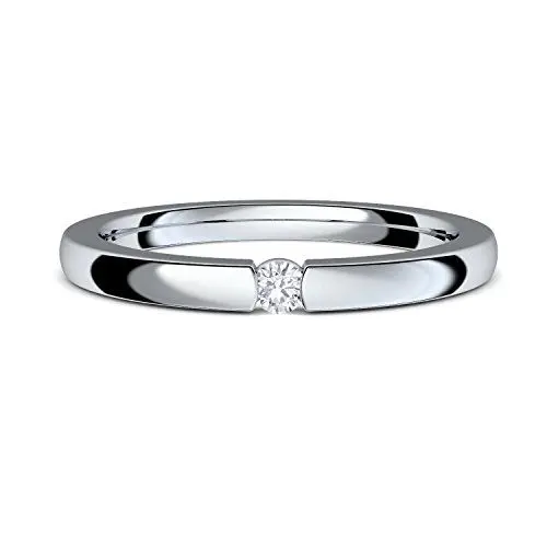 Produktbild: Spannring Verlobungsring von AMOONIC mit Zirkonia Stein INKL. LUXUSETUI+ Silber 925 Ring Zirkonia wie Diamant 925 Heiratsantrag Hochzeit Liebesgeschenke Antrag Geschenke AM195SS925ZIFA54-7