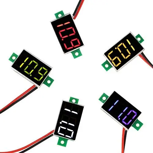 Produktbild: Spannungsprüfer-Amperemeter-Modul, 5 Stück, Mini-LED-Digital-Röhrenvoltmeter, DC 2,4 V, 30 V, 0,36 Zoll, Zweidraht-Spannungsprüfer, 5 Farben
