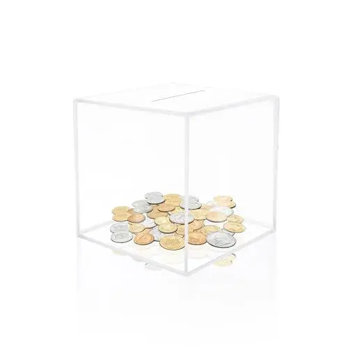 Produktbild: Spardose Groß Durchsichtig Sparschwein Acryl Spardose Nicht zum öffnen Sparschwein für Erwachsene Kinder 15 x 15 x 15 cm