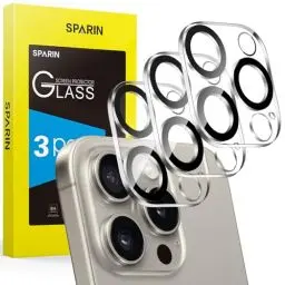 Produktbild: SPARIN 3 Stück Kameraschutz für iPhone 16 pro/iPhone 16 pro max Kamera, 9H Panzer Schutz Glas, Kamera Schutzfolie, Anti-Kratzer, Ultra HD Klar
