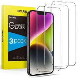 Produktbild: SPARIN für iPhone 14/13/13 Pro und iPhone 16e für Panzer Schutz Glas, 3 Stück HD Schutzfolie für iPhone 6.1 Zoll,9H-Härte Gehärtetes Glas