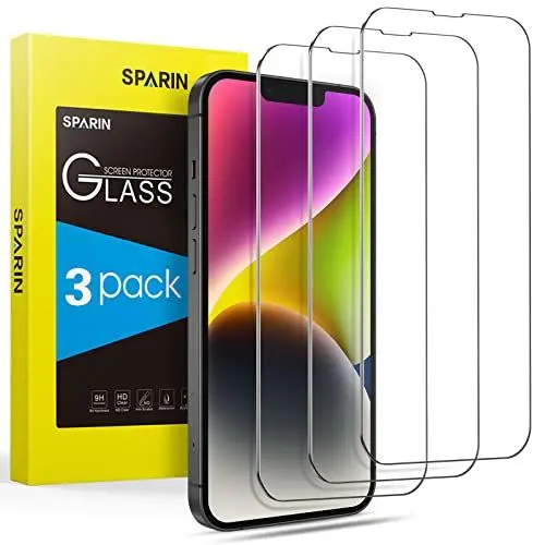 Produktbild: SPARIN für iPhone 14/13/13 Pro und iPhone 16e für Panzer Schutz Glas, 3 Stück HD Schutzfolie für iPhone 6.1 Zoll,9H-Härte Gehärtetes Glas