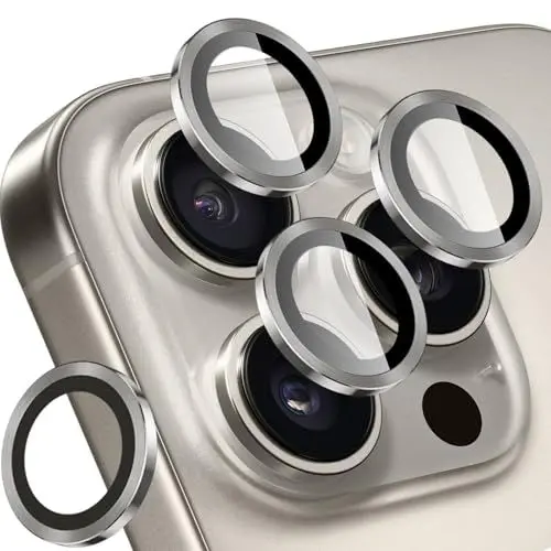 Produktbild: SPARIN 4 Stück für iPhone 16 Pro/iPhone 16 Pro Max Kameraschutz, 9H Härte Individuelle Kamera Objektivschutz, Anti-Kratzer, Ultradünner, HD-Klar, Titan Natur