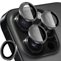 Produktbild: SPARIN 4 Stück für iPhone 16 Pro/iPhone 16 Pro Max Kameraschutz, 9H Härte Individuelle Kamera Objektivschutz, Anti-Kratzer, Ultradünner, HD-Klar, Titan Schwarz