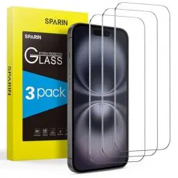 Produktbild: SPARIN Panzer Schutz Glas für iPhone 16 und iPhone 15/15 Pro (6.1 Zoll), 3 Stück HD Schutzfolie, 9H-Härte,Anti-Kratzen, Anti-Öl, Anti-Bläschen