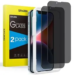 Produktbild: SPARIN Sichtschutz Schutzfolie für iPhone 14 2022, iPhone 13/13 Pro 2021, mit Rahmen-Installationshilfe, 9H Härte Glas Folie Anti-Spy Sichtschutzfolie, 6,1 Zoll, 2 Stück