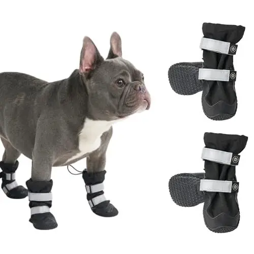 Produktbild: Spark Paws Wasserabweisende Hundeschuhe für mittelgroße und große Hunde, rutschfeste reflektierende Hundestiefel für Regen, Schnee, Wandern, 4er-Set - Black, B