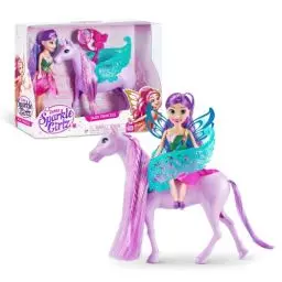 Produktbild: Sparkle Girlz 100413 Fairy Princess Puppenset Sammelbare Modepuppe, Einhorn Spielzeug, Rosa, Violett, Small