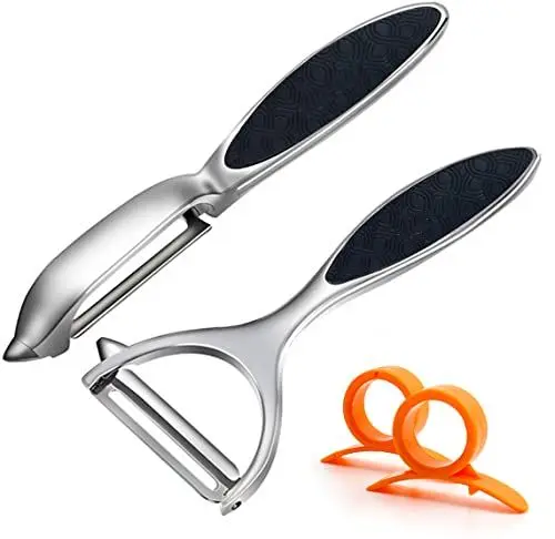 Produktbild: Sparschäler Schäler Edelstahl Zweischneidig Pendelklinge Rostfrei Spülmaschinengeeignet, 2PCS für Küche für Obst Karotten Auberginen Paar Mango Gurken Schokolade mit ergonomischem rutschfesten Griff
