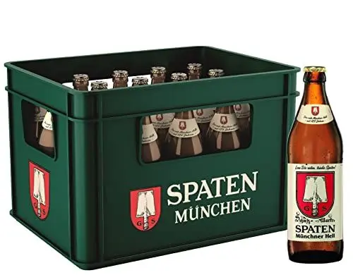 Produktbild: SPATEN Münchner Hell Flaschenbier, MEHRWEG im Kasten, Helles Bier aus München (20 x 0.5 l)