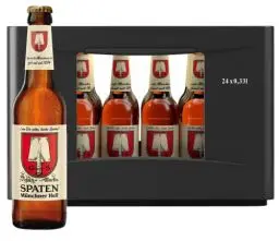 Produktbild: SPATEN Münchner Hell Flaschenbier, MEHRWEG im Kasten, Helles Bier aus München (24 x 0.33 l)