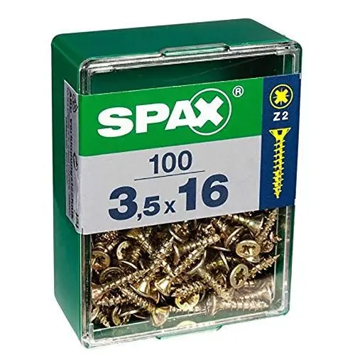 Produktbild: SPAX TIRA1668 Holzschrauben, flach, Gelb, 2,0 x 12 mm, mehrfarbig, 150 Stück