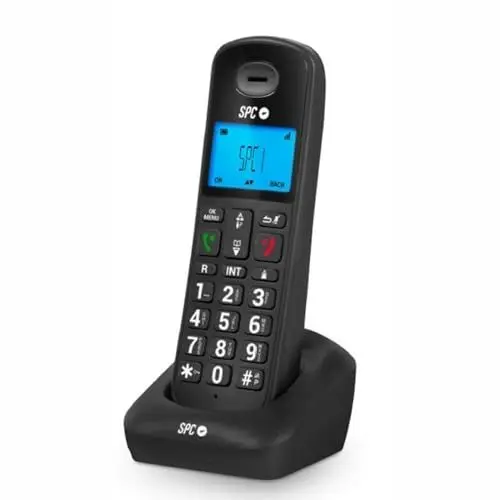 Produktbild: SPC Gossip 2 – Schnurloses Festnetztelefon mit beleuchtetem Display, großen Tasten und Ziffern, Freisprecheinrichtung, Anrufer-ID, Telefonbuch, ECO-Modus, Gap-Kompatibilität, Schwarz