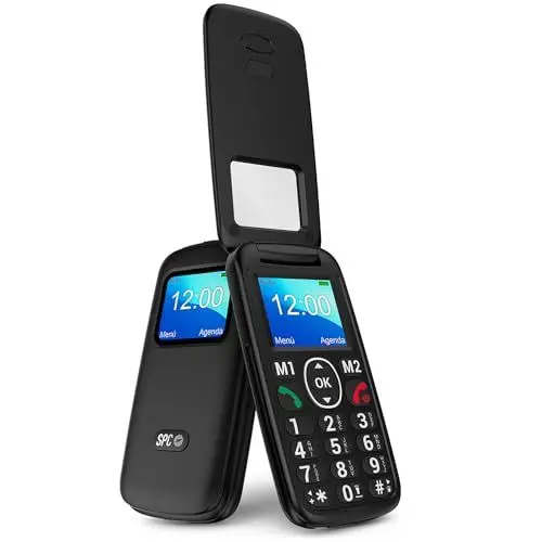 Produktbild: SPC Titan View – Klapphandy für Senioren mit großen Tasten, SOS-Taste, Fernkonfiguration, 2 Direktspeichern, Freisprecheinrichtung und USB-C – Schwarz