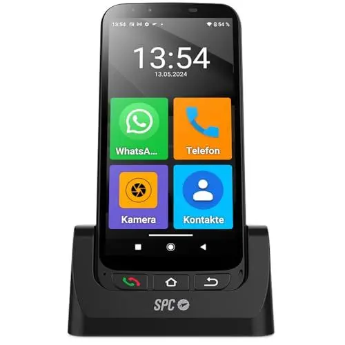 Produktbild: SPC Zeus 4G PRO + Gehäuse - Smartphone für Senioren | Einfacher Modus mit XXL-Symbolen | SOS-Taste, Fernkonfiguration | 4GB RAM, 64GB ROM, Android 11, 13MP Kamera, Ladestation, 5,5