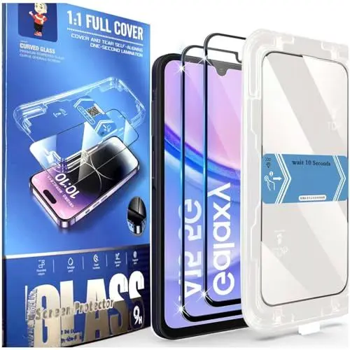 Produktbild: Spdymo Schutzfolie für Samsung Galaxy A15 5G/ 4G Schutzglas, (2 Stück) 9H Gehärtetem Glas Folie für Samsung A15 Displayschutzfolie mit Positionierhilfe, Ultra-klar Panzerfolie mit Schablone