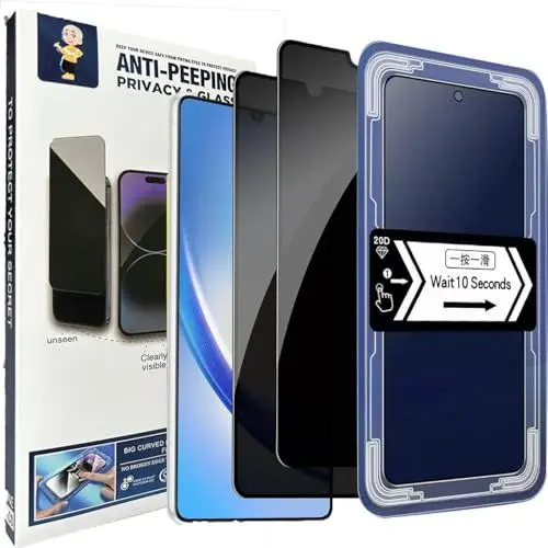 Produktbild: Spdymo Schutzfolie für Samsung Galaxy A34 5G Sichtschutz, (2 Stück) Anti-Spähen Schutzglas für Samsung A34 5G Privatsphäre Displayschutzfolie mit Positionierhilfe, 9H Gehärtetes Glas Blickschutzfolie