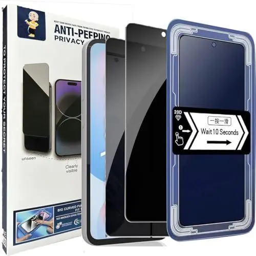 Produktbild: Spdymo Schutzfolie für Samsung Galaxy S24 FE Sichtschutz, (2 Stück) Anti-Spähen Schutzglas für Samsung S24 FE Privatsphäre Displayschutzfolie mit Positionierhilfe, 9H Gehärtetes Glas Blickschutzfolie