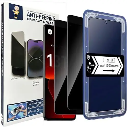 Produktbild: Spdymo Schutzfolie für Xiaomi 13T/ Xiaomi 13T Pro Sichtschutz, (2 Stück) Anti-Spähen Schutzglas für Xiaomi 13T Pro Privatsphäre Displayschutzfolie mit Positionierhilfe, 9H Gehärtetes Glas Folie