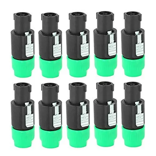 Produktbild: Fydun 10er Pack C-NL4FC-10P 4-polige Speakon-Stecker, Wasserdicht, für Lautsprecher & Verstärker, Grün