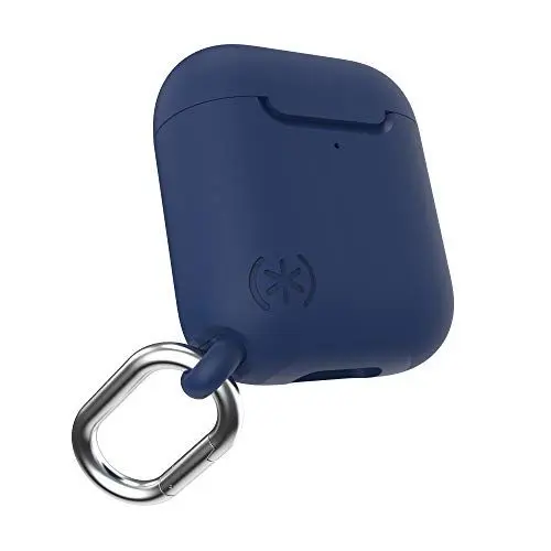 Produktbild: Speck Taschen & Cases, Dunkelblau - Hartschalencase Schutzhülle für Apple Airpods Gen. 1 und 2 - Rutschfest, Wasserresistent, Kabelloses Laden, Inklusive Karabiner, Täglicher Schutz, Wireless Charging
