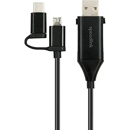 Produktbild: Speedlink 4-in-1 USB-C Adapter Kabel HQ- USB-C/Mikro USB auf USB-A/USB-A OTG- 5 Gbit/s- vergoldete Kontakte- 1 m- schwarz