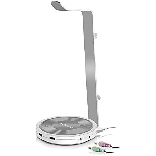Produktbild: Speedlink ESTRADO Headset-Aufsteller USB - multifunktioneller Aufsteller für Kopfhörer, Kabellänge 90cm, Hohe Klangqualität dank integrierter USB-Soundkarte, Praktische Status-LED, schwarz