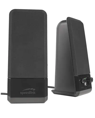 Produktbild: Speedlink EVENT Stereo PC Speaker - PC Lautsprecher mit Klinkenstecker 3,5mm, Computer Boxen Aktiv, 12 Watt, für Büro, Office, PC, Desktop, Notebook, Laptop, schwarz