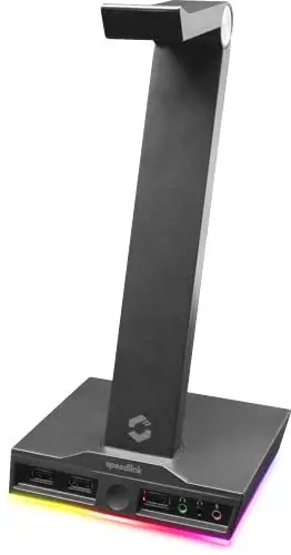 Produktbild: Speedlink EXCELLO Illuminated Headset Stand RGB - Gaming Headset Ständer RGB mit 7.1 Soundkarte - integrierter USB-Hub, schwarz