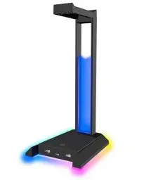 Produktbild: Speedlink EXCELLO NX Gaming Headset Halterung RGB - Headset Ständer RGB mit LED Beleuchtung, 9 Beleuchtungsmodi, USB Hub 2.0 mit 1 USB-C und 2 USB-A Ports, Kopfhörer Ständer Gaming, schwarz