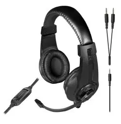 Produktbild: Speedlink LEGATOS Gaming-Headset kabelgebunden - leichtes Headset mit Mikrofon und Kabelfernbedienung, kompatibel mit PC, PS5, PS4, Xbox, Switch, 3,5 mm Klinkenstecker inkl. Y-Adapter, schwarz