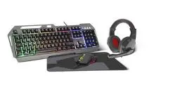 Produktbild: Speedlink LUNERA 4in1 Illuminated RGB Gaming Set – vierteiliges PC Tastatur und Maus Set mit Kabel, Headset und Mauspad, LED Gamer Beleuchtung, QWERTZ Layout Deutsch, schwarz