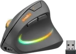 Produktbild: Speedlink PIAVO PRO RGB vertikale Maus wiederaufladbar – kabellose leise Maus ergonomisch für Rechtshänder, integrierter Akku, LED RGB Beleuchtung, bis 3200 dpi einstellbar, schwarz