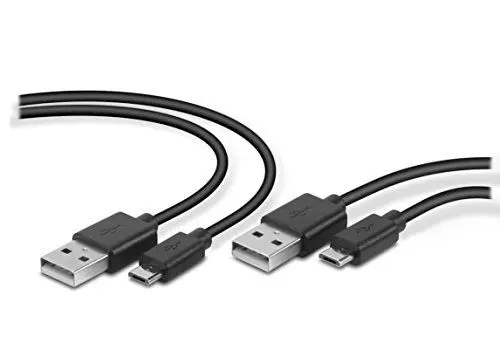 Produktbild: Speedlink STREAM Play & Charge USB Cable Set – 2 Ladekabel für DUALSHOCK-Controller der PlayStation 4, Länge 3 Meter, USB-A zu Micro-USB, Datenkabel, schwarz