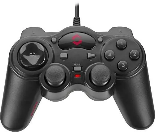 Produktbild: Speedlink THUNDERSTRIKE PC Gamepad - Gaming Controller PC mit Kabel USB-A, Schnellfeuer- & Autofeuer-Funktion, robuste Bauweise, DirectInput analog/digital, 1,7m Kabellänge, schwarz