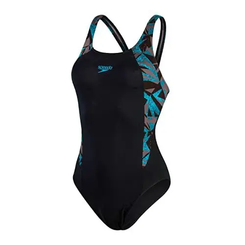 Produktbild: Speedo Damen Hyper Boom Splice Muscleback Schwimmanzug, Schwarz/Bolt/Dove Grau, 30