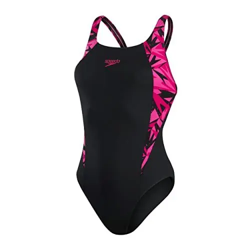 Produktbild: Speedo Damen Splice Hyperboom Muscleback Badeanzug, Schwarz/Rosa, 36 DE