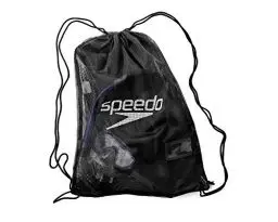Produktbild: Speedo Turnbeutel Mesh Kordelzug Tasche 35 Liter, strapazierfähiges Design, bequeme Gurte, für Pool, Strand, Fitnessstudio, schwarz, Unisex Größe