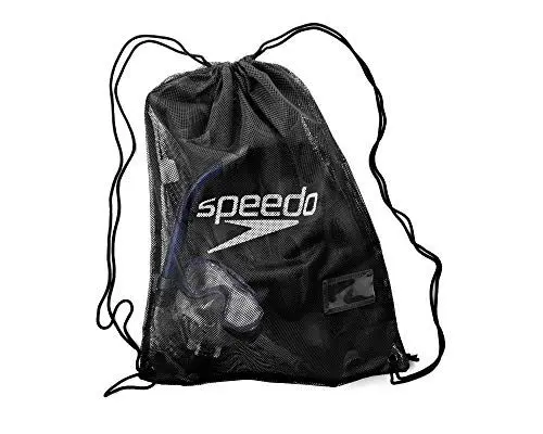 Produktbild: Speedo Turnbeutel Mesh Kordelzug Tasche 35 Liter, strapazierfähiges Design, bequeme Gurte, für Pool, Strand, Fitnessstudio, schwarz, Unisex Größe