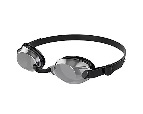 Produktbild: Speedo Unisex Erwachsene Jet V2 Schwimmbrille | Anti-Beschlag Schwimmbrille, Schwarz/Weiß/Chrome, Einheitsgröße