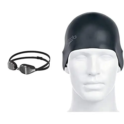 Produktbild: Speedo Unisex Fastskin Speedsocket 2 Mirror Schwimmbrille für Erwachsene & Unisex Geformtes Silikon Badekappe, Schwarz,Einheitsgröße EU