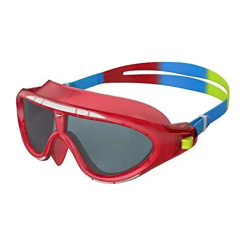 Produktbild: Speedo Unisex Erwachsene Biofuse Rift Schwimmbrille | Anti-Beschlag | Einfache Anpassung | Wasserdicht, Lava Red/Japan Blue/Smoke, Einheitsgröße