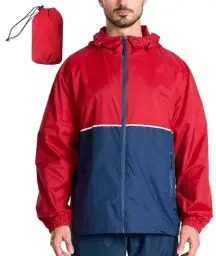 Produktbild: SPEEDRUN Regenjacke Herren Wasserdicht Atmungsaktiv Windbreaker mit Kapuze Fahrrad Regenmantel Ultraleicht Faltbar Rain Fahrradjacke Man Dünn Sport Angeln Outdoor(Rot M)