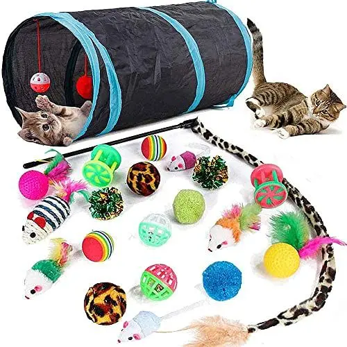 Produktbild: Speedy Panther 21 Stücke Katzenspielzeug Set Katzentunnel Interaktives Katzen Spielzeug für Kätzchen Federspielzeug Katzenbälle Spielzeugmäuse