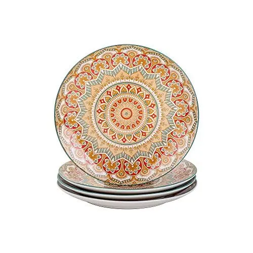 Produktbild: Speiseteller porzellan, vancasso MANDALA 4 teiliger Flachteller, Geschirr Tellerset Ø 26,3 cm Frühstückteller Essteller, böhmischer Stil