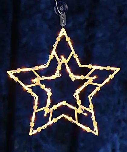 Produktbild: Spetebo LED Fenster Silhouette XXL 42 cm - Stern - Fensterbild warm weiß beleuchtet mit Saugnapf - Weihnachten Deko Beleuchtung für Innen Batterie betrieben mit Dual Timer