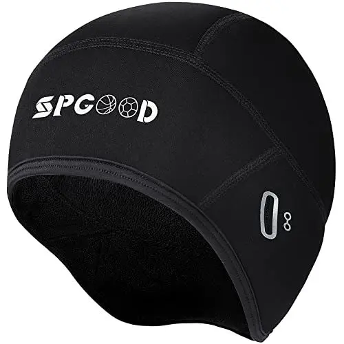 Produktbild: SPGOOD Fahrrad Mütze Radmütze Helm Unterziehmütze Herren/Damen Fahrrad Kappe Sportmütze Laufmütze Bike Warm Cap Winter Winddichte Wintermütze Atmungsaktiv Helmmütze(Schwarz)